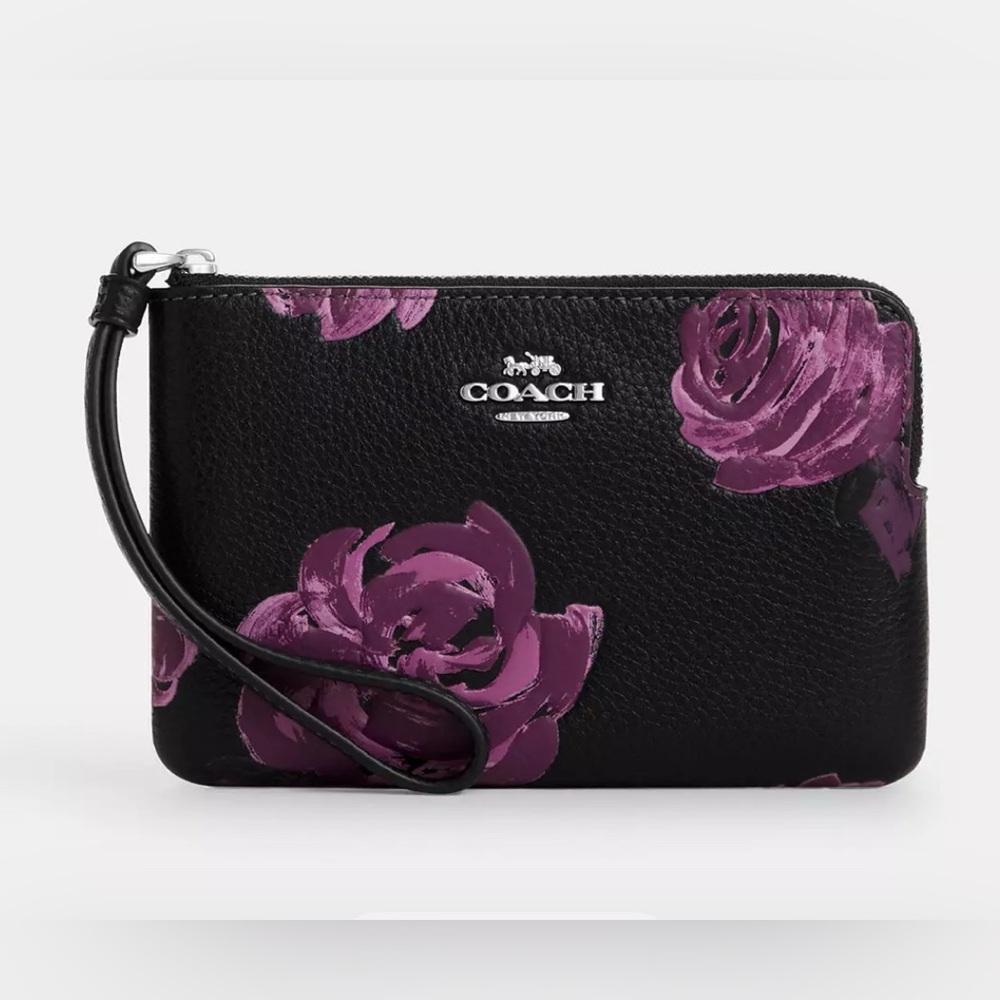 Corner Zip Wristlet With Floral Print